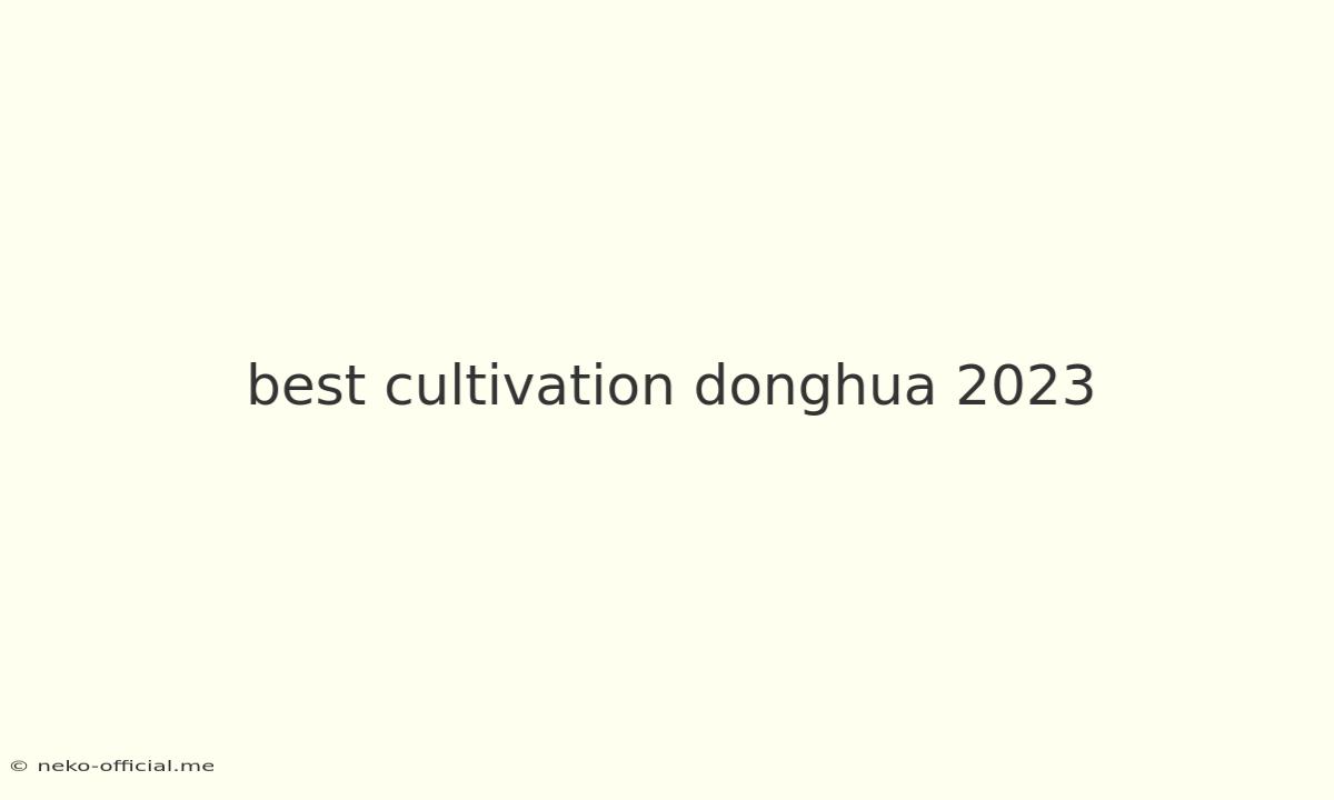 Best Cultivation Donghua 2023