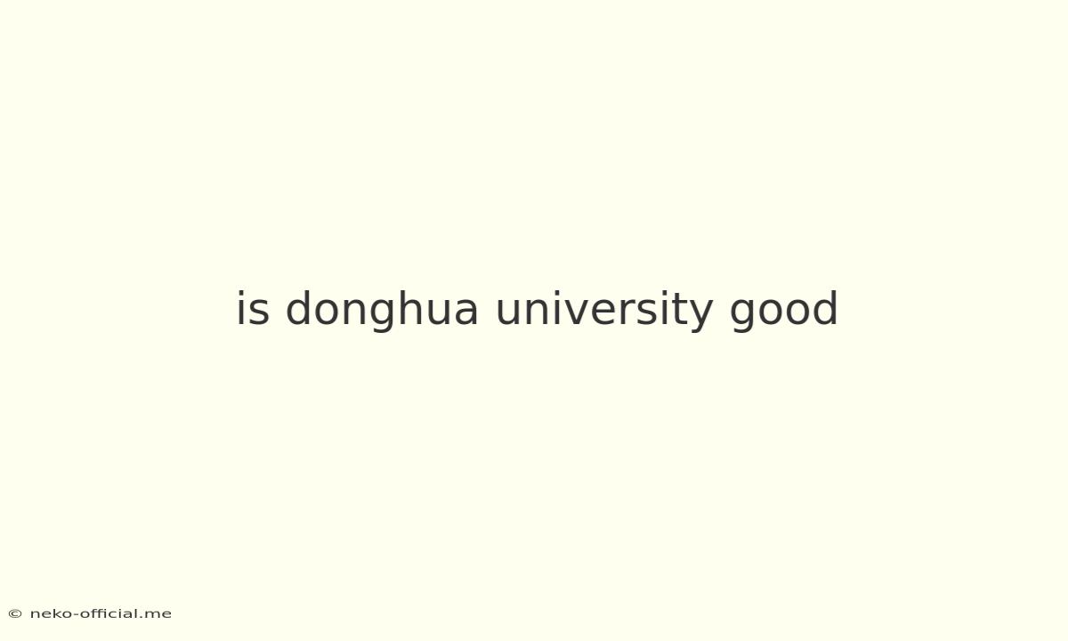 Is Donghua University Good