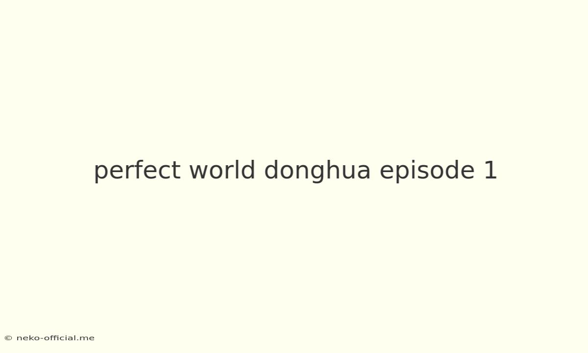 Perfect World Donghua Episode 1