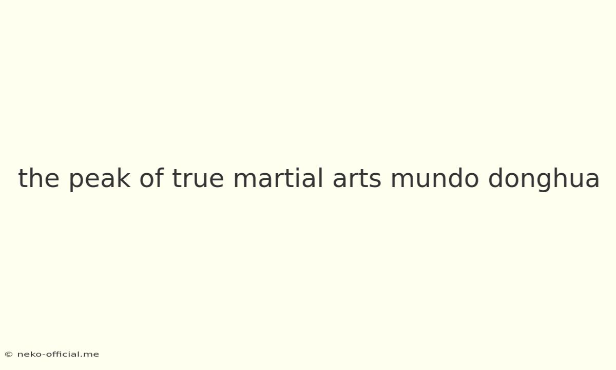 The Peak Of True Martial Arts Mundo Donghua