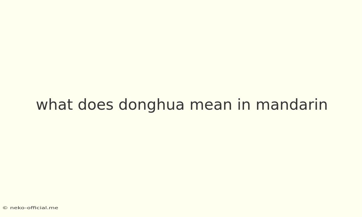 What Does Donghua Mean In Mandarin