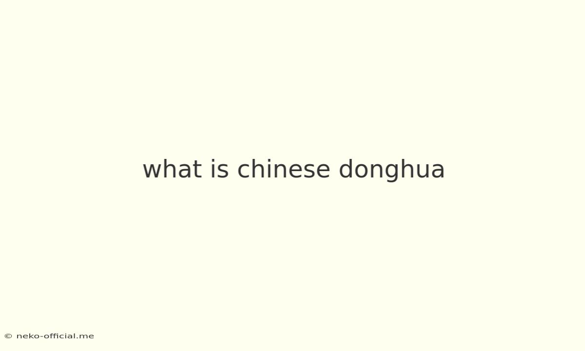 What Is Chinese Donghua