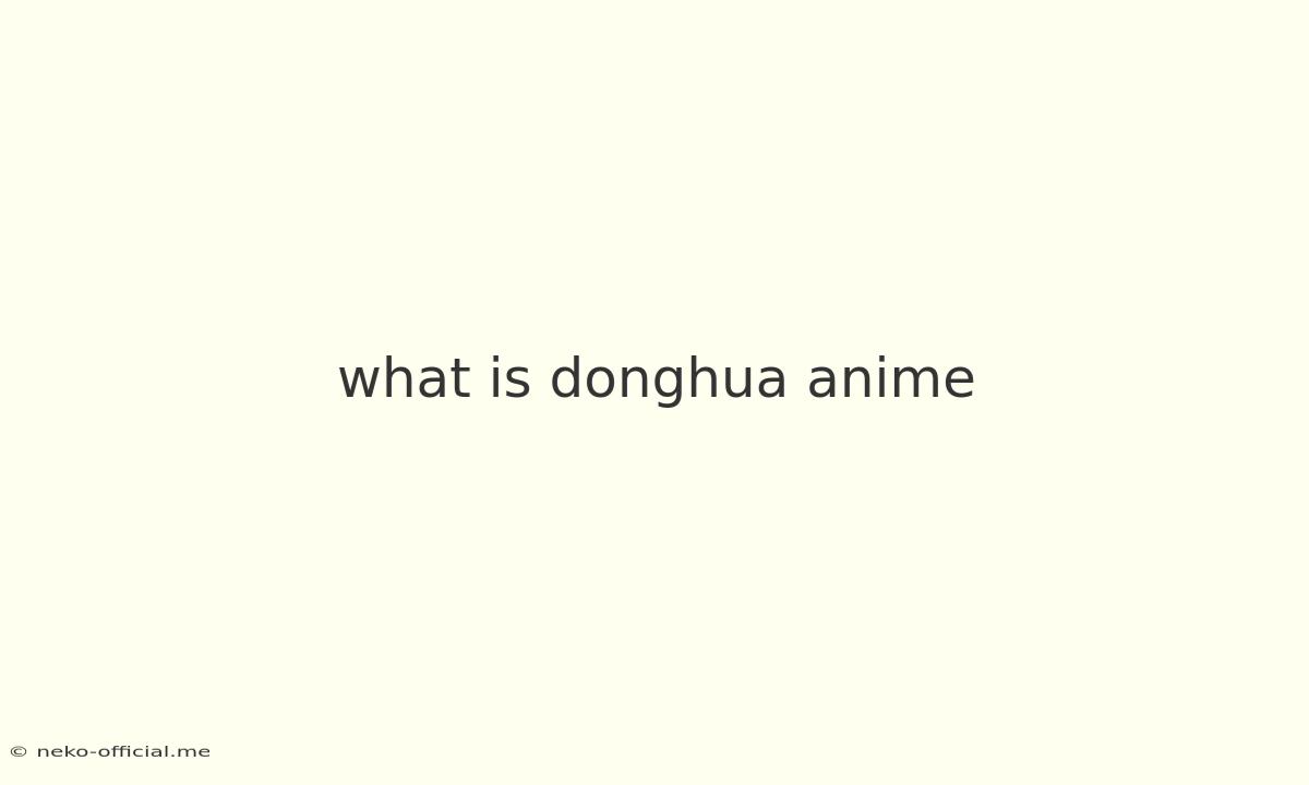 What Is Donghua Anime