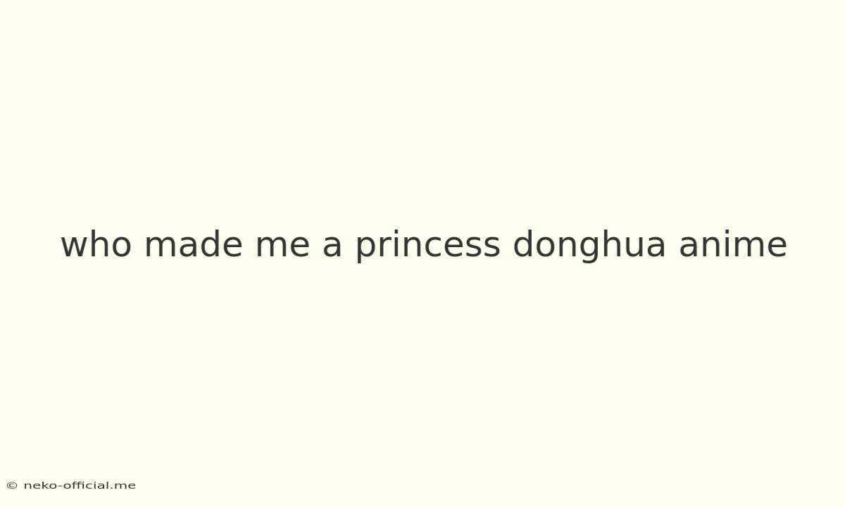 Who Made Me A Princess Donghua Anime